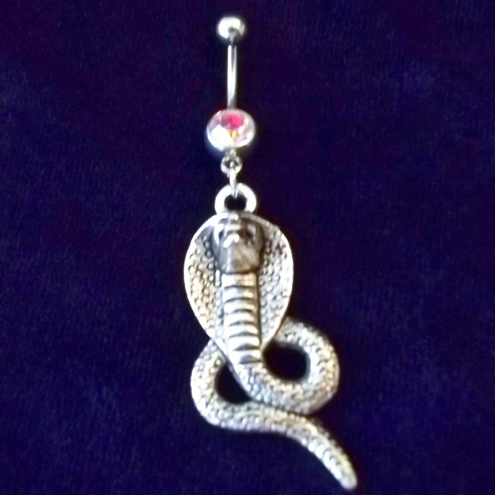*5/35*  Handmade Egyptian King Cobra AB Belly ring 14G